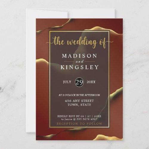 Inky Earthtone Red Abstract Amazing Fab Wedding Invitation