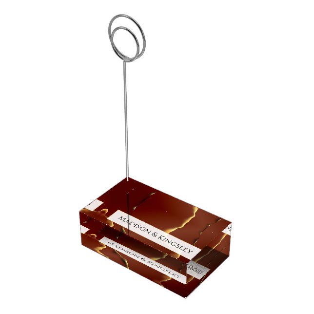 Inky Earthtone Red Abstract Amazing Fab Wedding Place Card Holder (Corner)