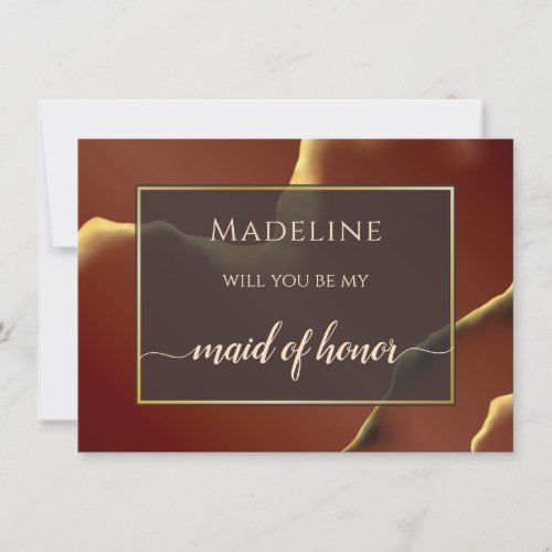 Inky Earthtone Red Abstract Maid of Honor Card