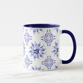 Inky Floral Coffee Mug | Indigo and White