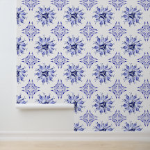Inky Floral Wallpaper | Blue and White