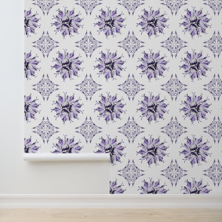 Inky Floral Wallpaper | Lilac Purple White
