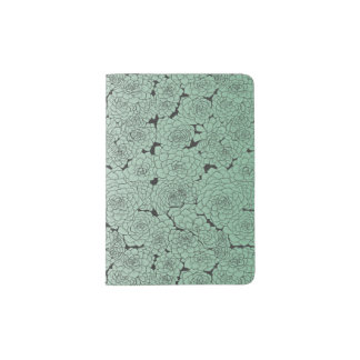 Inky Green Succulents Passport Holder