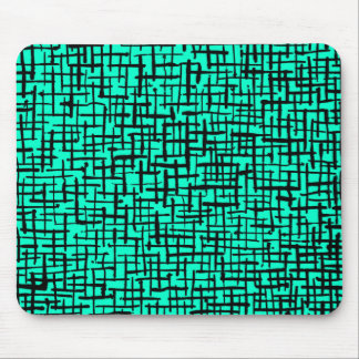 Inky Lines - Black on Turquoise Mouse Pad
