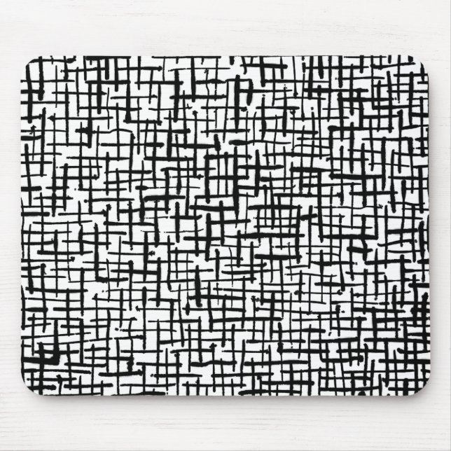 Inky Lines - Black on White Mouse Pad (Front)