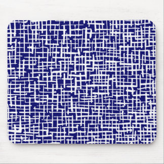 Inky Lines - White on Deep Navy Mouse Pad