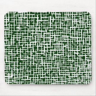 Inky Lines - White on Dk Green Mouse Pad