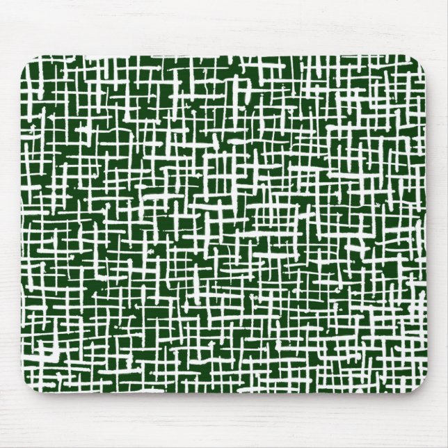 Inky Lines - White on Dk Green Mouse Pad (Front)