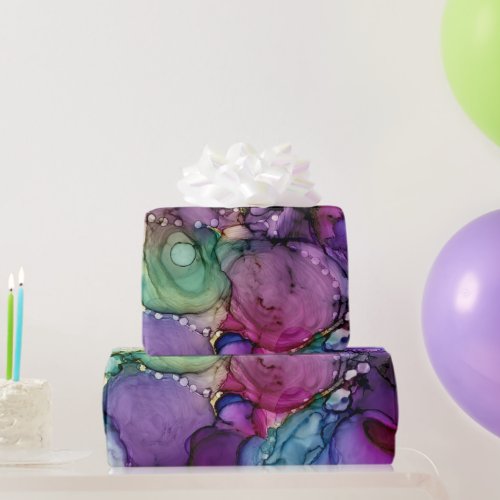 Inky Multicolored Alcohol Ink Liquid Abstract Wrapping Paper