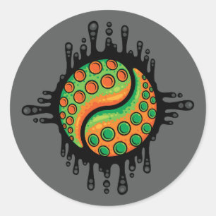 Inky Octopus Tentacle Yin Yang Symbol Classic Round Sticker