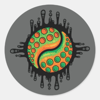 Inky Octopus Tentacle Yin Yang Symbol Classic Round Sticker