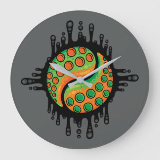 Inky Octopus Tentacle Yin Yang Symbol Large Clock