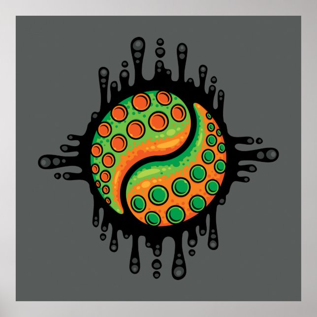Inky Octopus Tentacle Yin Yang Symbol Poster (Front)