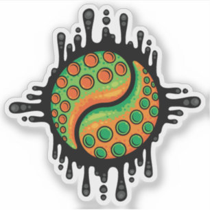 Inky Octopus Tentacle Yin Yang Symbol Sticker