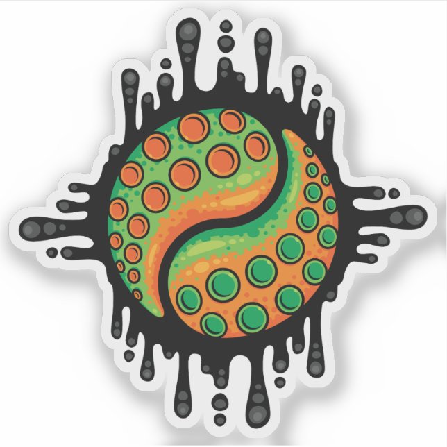 Inky Octopus Tentacle Yin Yang Symbol Sticker (Front)