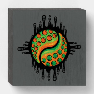 Inky Octopus Tentacle Yin Yang Symbol Wooden Box Sign