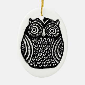 inky owl ornament.. halloween christmas custom ceramic ornament