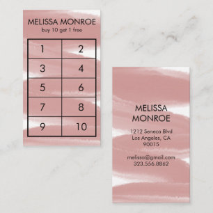 Inky Paint Stripe Brush Stroke Watercolor Pink 10 Loyalty Card