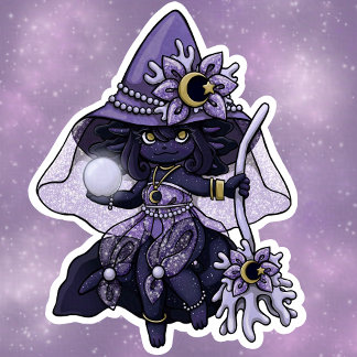 Inky Purple Axolotl Witch (Hexolotl) Sticker