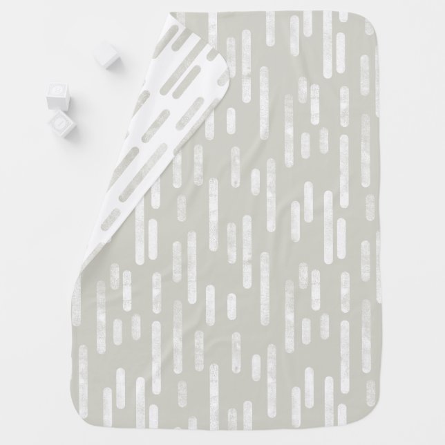 Inky Rounded Lines Pattern | Beige and White Baby Blanket (In Situ)