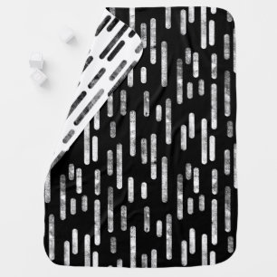 Inky Rounded Lines Pattern   Black and White Baby Blanket