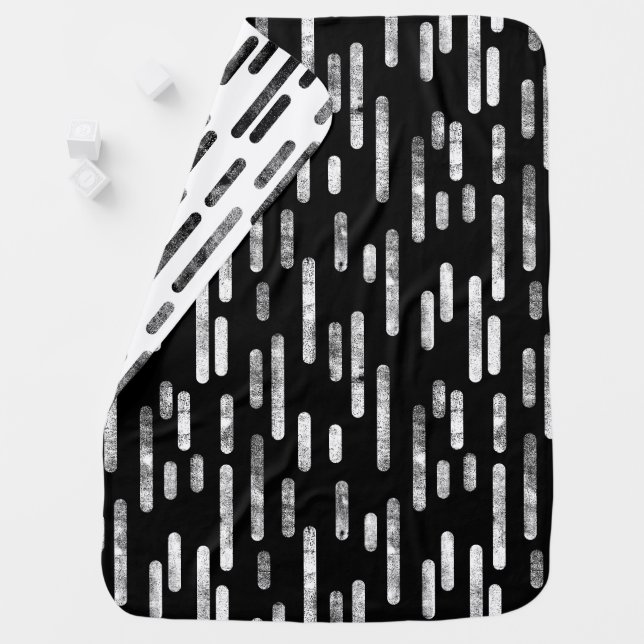 Inky Rounded Lines Pattern | Black and White Baby Blanket (In Situ)