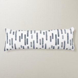Inky Rounded Lines Pattern Blue-Gray on White Body Pillow
