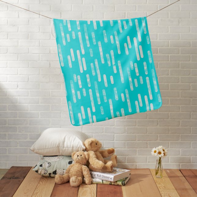 Inky Rounded Lines Pattern | Bright Blue/Turquoise Baby Blanket