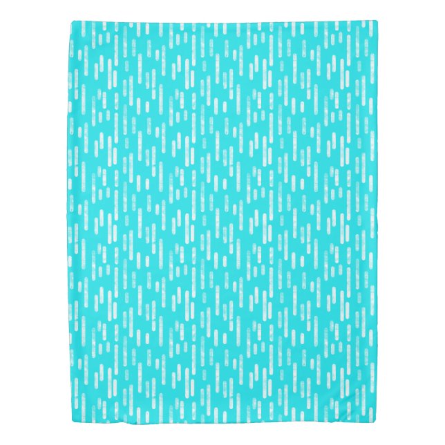 Inky Rounded Lines Pattern | Bright Blue/Turquoise Duvet Cover (Front)