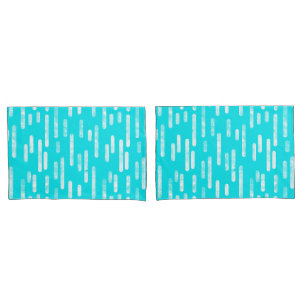 Inky Rounded Lines Pattern Bright Blue/Turquoise Pillow Case