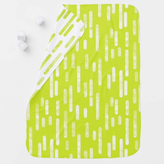 Inky Rounded Lines Pattern | Bright Lime Green Baby Blanket (In Situ)