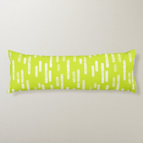 Inky Rounded Lines Pattern  Bright Lime Green Body Pillow