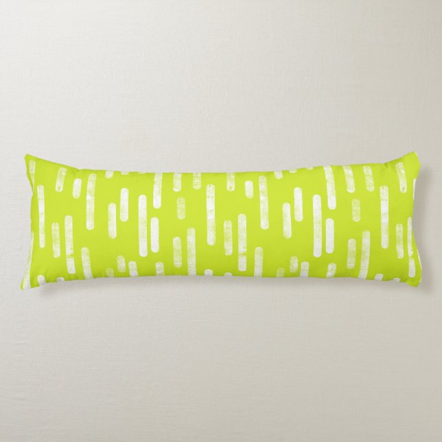 Inky Rounded Lines Pattern | Bright Lime Green Body Pillow (Front)