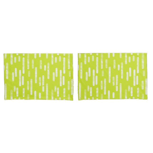 Inky Rounded Lines Pattern | Bright Lime Green Pillow Case (Front-Set)