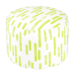 Inky Rounded Lines Pattern Bright Lime Green Pouf