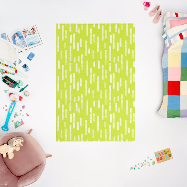 Inky Rounded Lines Pattern | Bright Lime Green Rug (Insitu (Babyroom))