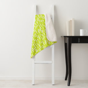 Inky Rounded Lines Pattern Bright Lime Green Sherpa Blanket