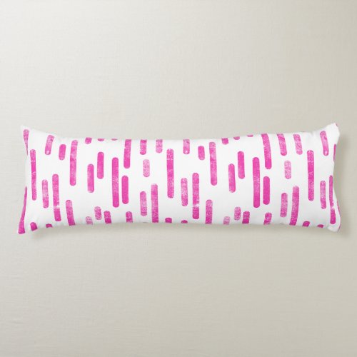 Inky Rounded Lines Pattern  Bright Pink on White Body Pillow