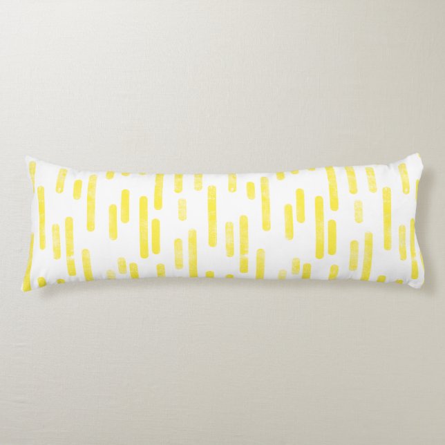 Inky Rounded Lines Pattern | Bright Yellow/White Body Pillow (Front)