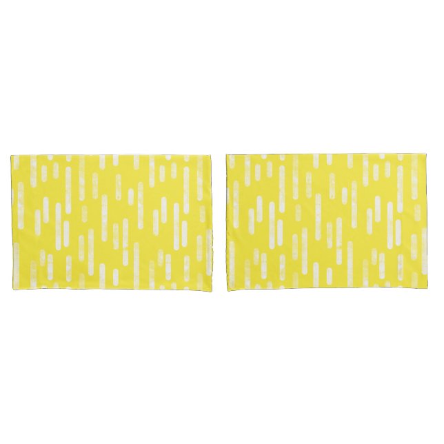 Inky Rounded Lines Pattern | Bright Yellow + White Pillow Case (Front-Set)