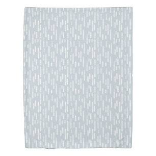 Inky Rounded Lines Pattern Dusty Blue and White Duvet Cover