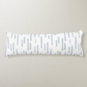Inky Rounded Lines Pattern   Dusty Blue on White Body Pillow