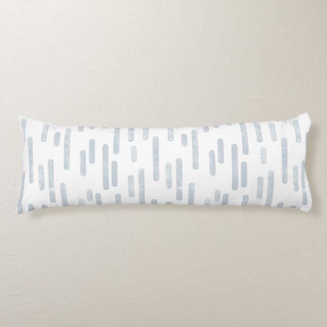 Inky Rounded Lines Pattern | Dusty Blue on White Body Pillow (Front)
