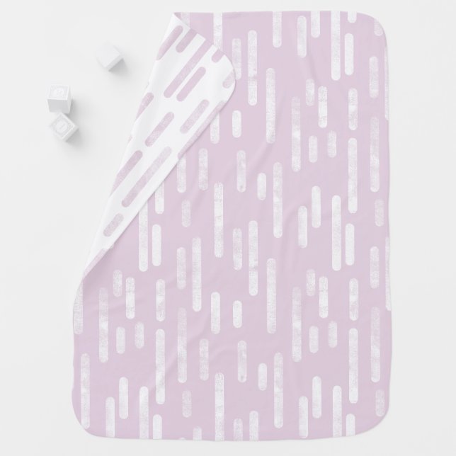 Inky Rounded Lines Pattern | Dusty Pink and White Baby Blanket (In Situ)