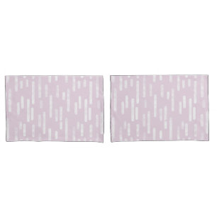 Inky Rounded Lines Pattern   Dusty Pink and White Pillow Case
