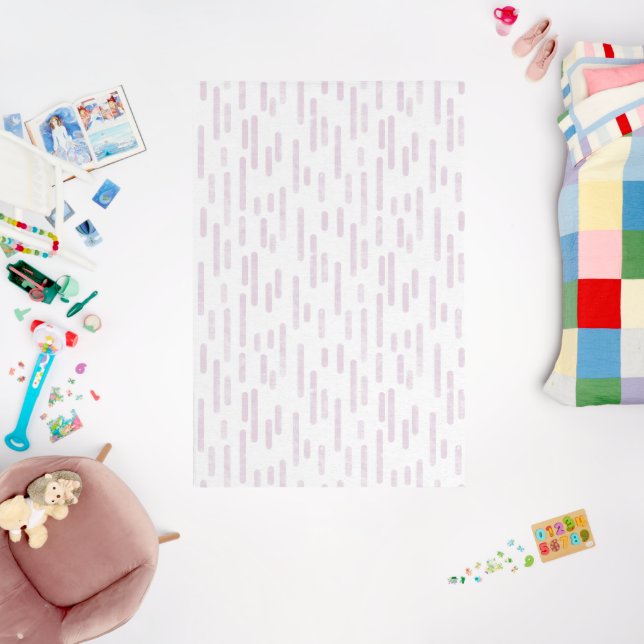 Inky Rounded Lines Pattern | Dusty Pink on White Rug (Insitu (Babyroom))