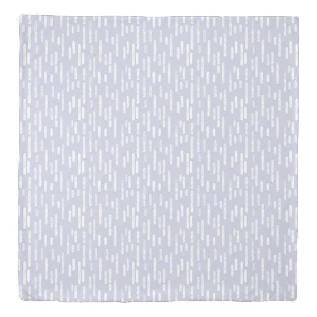 Inky Rounded Lines Pattern | Dusty Purple + White Duvet Cover (Front)