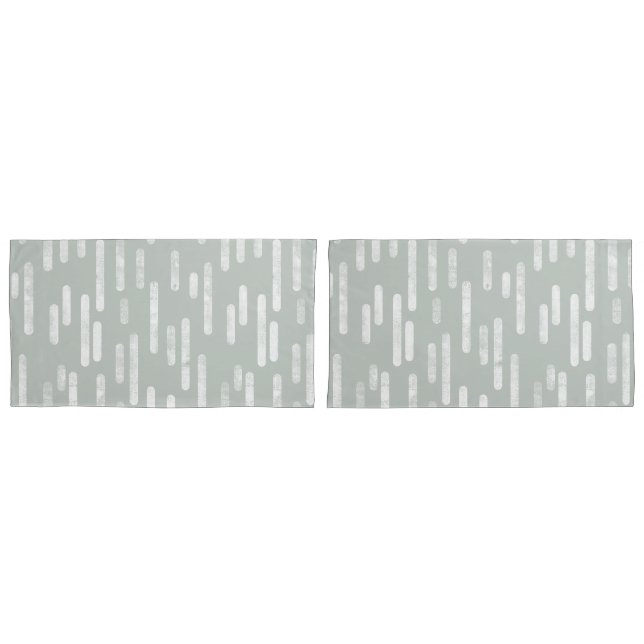 Inky Rounded Lines Pattern | Gray Green and White Pillow Case (Front-Set)