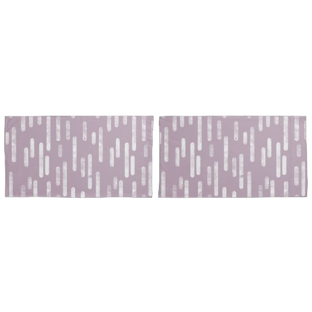 Inky Rounded Lines Pattern | Mauve and White Pillow Case (Front-Set)