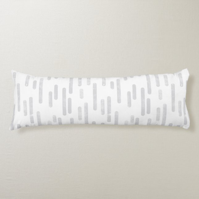Inky Rounded Lines Pattern | Pale Gray on White Body Pillow (Front)